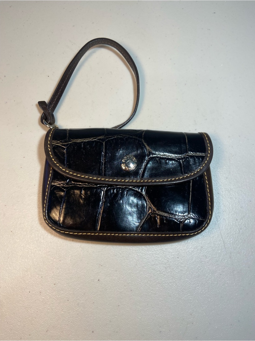 Dooney & Bourke Black Croc-Embossed Wristlet Bag - Classic Design